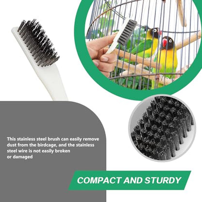 7-Piece Set Bird Cage Cleaner,Small Animal cage Cleaning Tool Wooden and Stainless Steel Cleaning Brush Long Handle Cleaning Brush Spatula Bird Cleaning Bird Drops Multipurpose Cleaning(B) - color: 7b