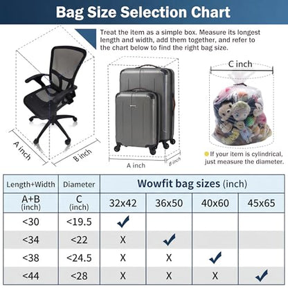 Wowfit 5 CT 45x65 inches Extra Large Clear Plastic Bags Perfect for Car Seat, Luggage, Suitcase, Stroller, Chair, Kids Bike and Attic Storage (3 Mil Flat Bags)