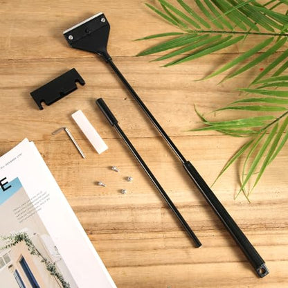 PEUTIER Algae Scraper for Glass Aquariums, 24.4 inch Extendable Handle Aquarium Scraper Scrubber Fish Tank Cleaner 2 in 1 Razor Scraper with 10 Blades Aquarium Cleaning Tools Fish Tank Accessories