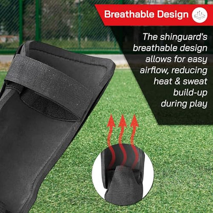 Vizari Malaga Soccer Shin Guards for Kids | Soccer Gear for Boys Girls | Protective Soccer Equipment | Adjustable Straps - color: Red