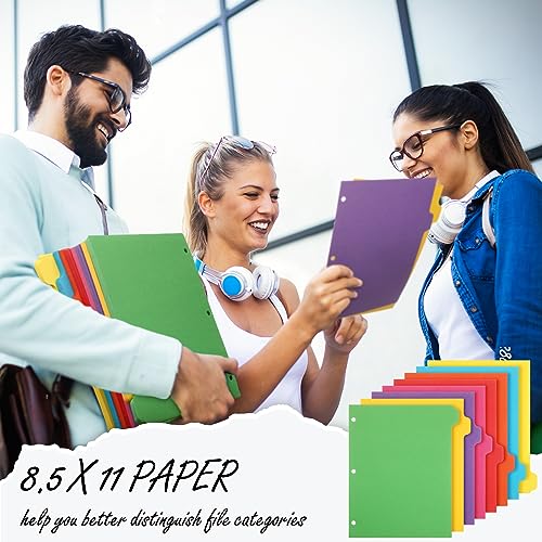 Harloon 30 Set 30 Set 3 Ring Binder Dividers with 8 Tabs, 1/8 Cut Tab Divider 3 Hole Punch 8.5 x 11 Inch Blank Index Binder Bulk 230 GSM Heavyweight Paper for School Class Office Home (Multicolor)