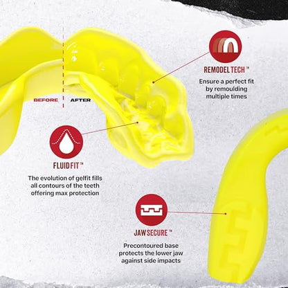 SAFEJAWZ Mouth Guard, Slim Fit Mouthguard for Adult & Youth with Case - color: Yellow, size: Adult (12+ Years)