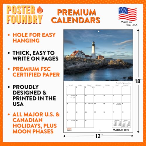 Aquarium Calendar 2026 Fish Monthly Wall Calender 12 Month | American Made In The USA - color: Aquariums, style: 2026