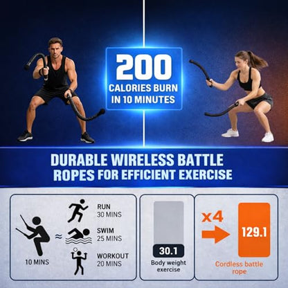 Cordless Battle Ropes (2 PCS) – Portable Weighted Ropeless Battle Rope Sticks with Hand Gloves for HIIT Workout, Home Gym Strength & Cardio Training (Pink)