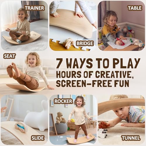 NUTTY TOYS Montessori Wooden Wobble Board for Kids & Adults -100% Natural Wood Balance Board, Waldorf Toddler Balancing Toy, Unique Boy Girl Open Ended Toy Best Valentines Day & Easter Gifts Idea 2026 - size: Mini