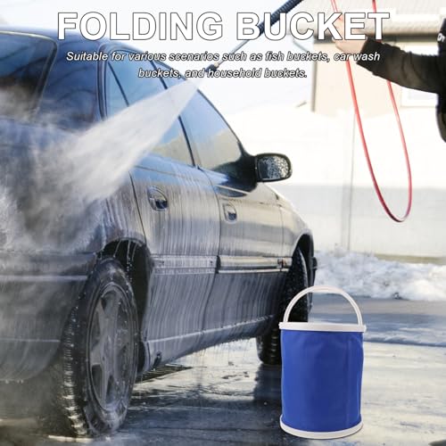 OSALADI Water Bucket Handle Portable Folding Camping Container for Fishing Car Washing and Outdoor Activities and Multi-Purpose Utility Bucket Storage Pouch