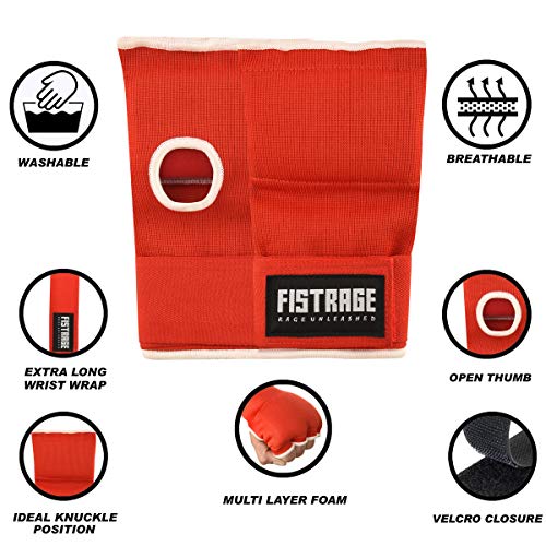 FISTRAGE Boxing Hand Wraps Inner Gloves for Punching, Elasticated Padded Bandages Under Mitts, Quick Long Wrist Support, Fist Protector, Great for MMA, Kickboxing, Martial Arts Training