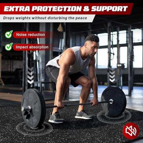 Interlocking Exercise Equipment Mats, 0.56" Thick 12 Tiles (48 Sq Ft) - Rubber Top Gym Flooring with High Density EVA Foam, Heavy Weight Workout Mats for Home GymFloor Protection,Black/White - size: 48 Sq Ft (12 Tiles)
