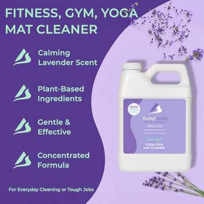 SwaytAway Fitness Mat Cleaner Concentrate Lavender, 32oz Makes 4 Gallons | No-Slip No-Residue Essential Oil Formula, USA Made Aromatherapy Yoga Mat Spray for Home & Studio, Natural Cleaning Solution - size: 32 oz - 1 Pack