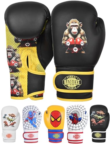Kids Boxing Gloves 6oz | Boxing Gloves for Kickboxing Muay Thai MMA | Bag Gloves for Punching Bag - color: Monkey Bl