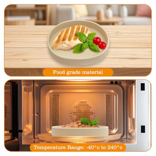 Silicone Dog Food Plate Shallow Dog Bowl Flat Cat Dish 1 Pack Small Puppy Plates for Small Dogs and Cats Whisker Fatigue Pet Feeding Bowls for Dry and Wet Food (Beige) - color: 1 Pcs - (Beige)