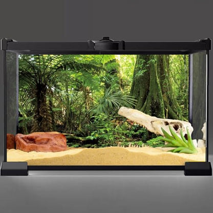AWERT 30x18 inches Forest Terrarium Background Stone Green Huge Tree Reptile Habitat Background Tropical Rainforest Aquarium Background Durable Polyester Background - size: 30x18in/75x45cm
