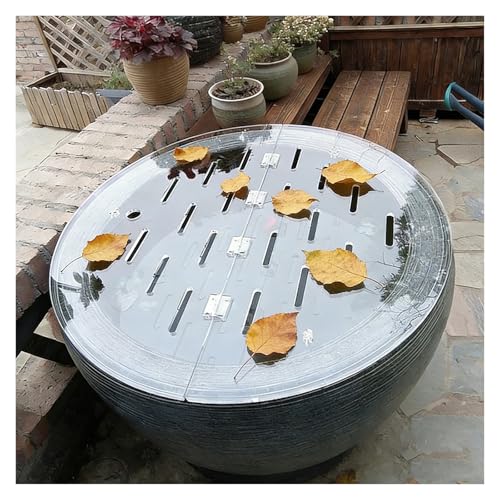 Cat Proof Fish Tank Top Cover, Clear Acrylic Lid for Round Aquarium, Cuttable Terrarium Anti-Jump Hood with Hole & Hinges, Folding Flip-top(Outer Dia-19.0in/48.3cm) - size: Outer Dia-19.0in/48.3cm