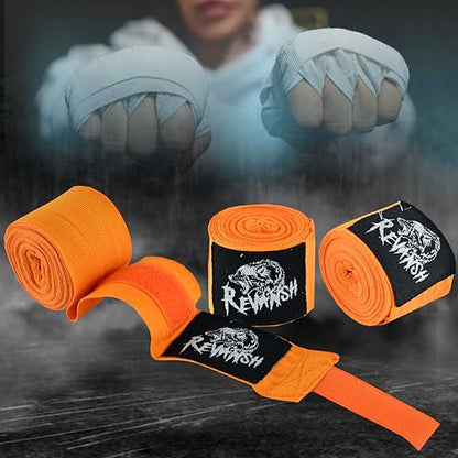 Sports 180-Inch Mexican Style Hand Wraps – Elasticated for Boxing, MMA, Kickboxing, Muay Thai & Martial Arts | Men & Women - color: Orange