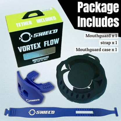 O Shield Core Football Mouth Guard, Detachable Strap | Football Mouth Guard with Detachable Strap — No-Boil Ready Fit, BPA-Free, Brace-Friendly, Includes Carrying Case - color: Royal Blue