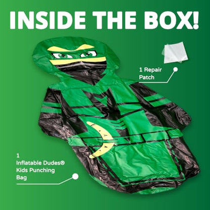 INFLATABLE DUDES Kids Punching Bag- Bop Bag | Sand-Base - color: Green Archer Standard Ninja | Pre-filled with Sand, size: 47"