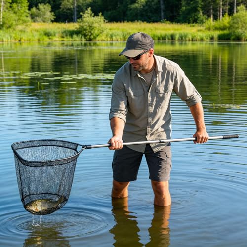 40-50cm Diameter Replacement Netting for Fishing, Heavy Duty Landing Net Head, Nylon Mesh Bag with A Diameter for Landing Nets, Fishing Accessories