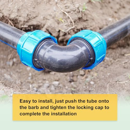 M METERXITY 10-Pack Drip Irrigation Barbed Locking Fittings, for 5/8 Inch(16mm) Elbow Tubing Connector Coupling for Greenhouse/Aquarium/Garden Watering System, Drip Irrigation Parts