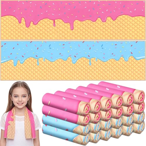 FuWeave 24 Pcs Ice Cream Cooling Towels Gifts 30 x 9 Inch - color: Ice Cream, size: 30 x 9 inches