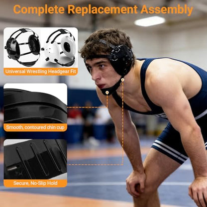 Chin Cup Strap for Wrestling Headgear Compatible with Cliff Keen Head Gear, Adjustable Soft Wrestling Headgear Chin Strap for Adult Youth Replacement Cup Strap Wrestling Assembly - color: Black