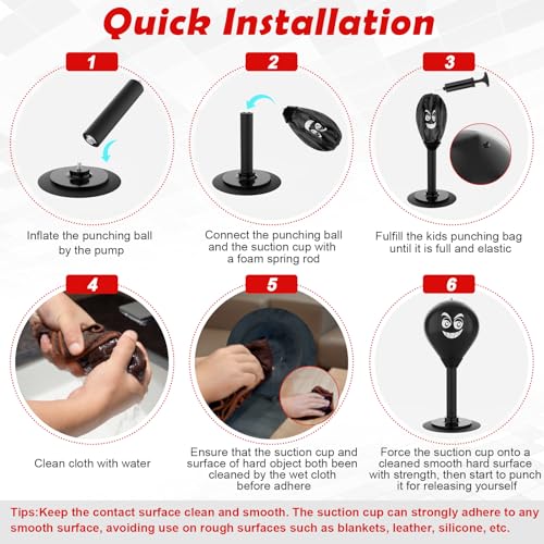 Desktop Punching Bag with Suction Cup - Punch Away Stress, Heavy Duty Office Desk Stress Ball for Adults & Kids, Fun Boxing Toy for Coworkers, Friends - color: bblack