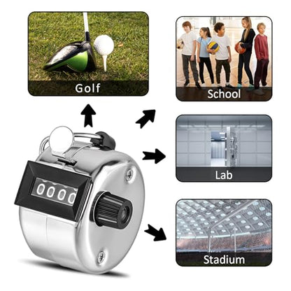 12 Pcs Hand Tally Counter 4-Digit Lap Counter Clicker, Manual Mechanical Handheld Pitch Click Counter with Finger Ring for School Golf & Knitting Row Croche