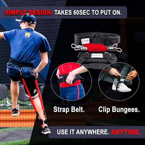 VPX Baseball Harness. Adds 4-6MPH Velocity & Power. Improves Hitting and Pitching Mechanics. Use in any Drill. Pro to Youth - size: Waist MED (22" - 34"), style: Height Lrg (6'0" & Up)