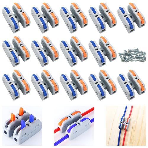 CESFONJER Lever Nut Wire Connectors, 14 Pcs SCH-2 Electrical Connectors, New Mini Wire Connectors, Quick Connection Terminal Cable Connector, with Mounting Screws (Multicolor) - color: set3