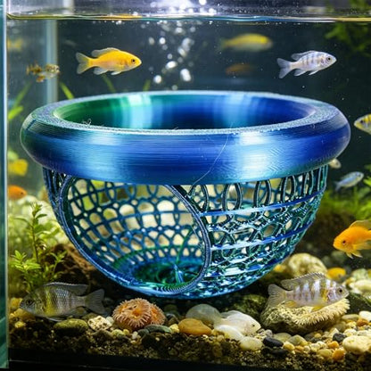 3D Printed Betta Fish Hammock, Floating Betta Hide & Shrimp Cave, Feeding Ring & Resting Spot for Betta Fishes, Fish Hideout for Aquarium - color: Gold Silver