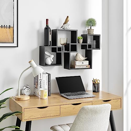 Danya B. Blocchetto Intersecting Cubes Wall Shelf Unit - Horizontal or Vertical - Black
