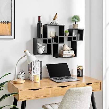 Danya B. Blocchetto Intersecting Cubes Wall Shelf Unit - Horizontal or Vertical - Black