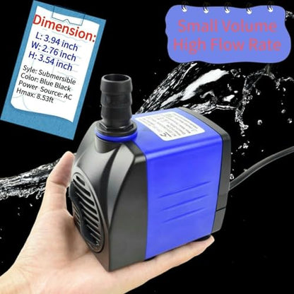 Conquerall CHA-2300 650GPH 2500L/H AC 110V Submersible Pump 40W Durable Adjustable Flow Rate 8.53ft High Head for Aquariums, Water Features, Outdoor Fountains,Ponds, Waterfalls, Pump Hydroponics - size: 650GPH-40W