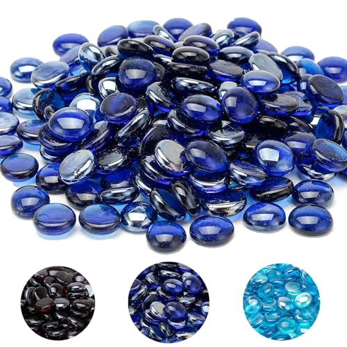 10-Pound Fire Glass Beads - 1/2" High Luster Fire Glass Drops for Fireplace Fire Pit | Gas Log Sets | Landscaping | Fish Tank, Royal Cobalt Blue Luster (Royal Cobalt Blue) - color: Royal Cobalt Blue