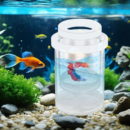 Fish Breeder Box - Clear Acrylic, Strong Suction Cups, V-Grate, Safe Fry Hatching Tank Guppy, Protects Fish, Betta Shrimp Isolation Space, Aquatic Separator Nursery | for Aquarium - color: White