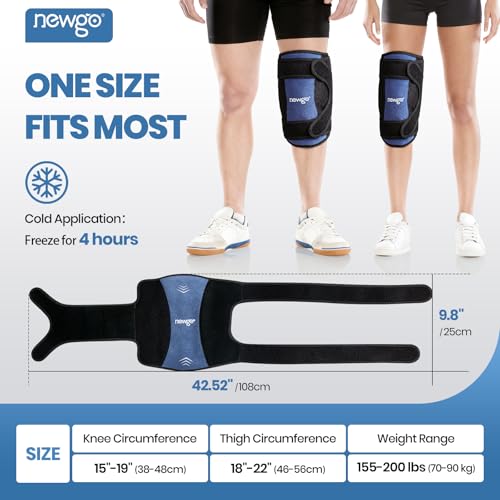 NEWGO 360° Knee Ice Wrap, 60-Min Cold Therapy with Ice Grid - style: Navy-1 Pack