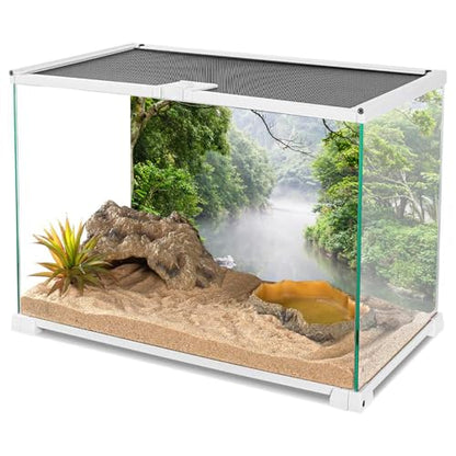 AWERT 72x24 inches Tropical Rainforest Terrarium Background Foggy Fores Green Trees Lake Nature Reptile Habitat Background Durable Polyester Aquarium Background - size: 72x24in/180x60cm
