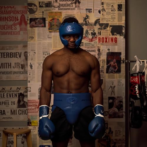 RIVAL Boxing RHG-Guerrero Headgear, Superior Visibility, Lacing Adjustment System, Handcrafted All-Leather Construction, Ergonomic Design - color: Blue, size: Medium