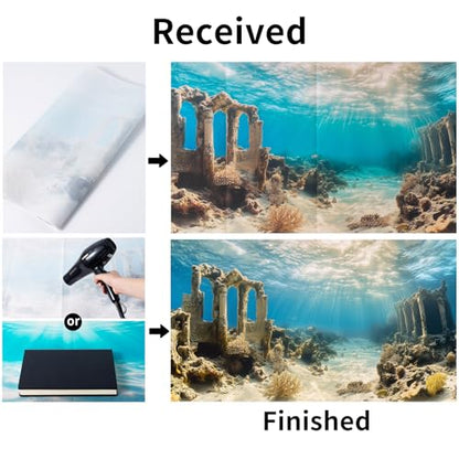 3 Pack Aquarium Background, 24x12 inches Polyester Aquarium Background, Cloth Fish Tank Background, Undersea Ruins Floor Sunshines & Tree Wood Branches Aquatic Plants - size: 24x12 Inch