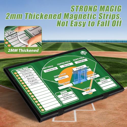 Magnetic Baseball Coach Clipboard, Dry Erase Coach Lineup Board, Premium Tactical Baseball Coaching Board with 40 Lineup Cards and Marker, Dugout Display Softball Coaching Accessories - color: C-foldable