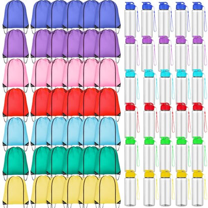 20 Sets 17oz Water Bottles Bulk and Drawstring Backpacks, Fresh - color: Fresh