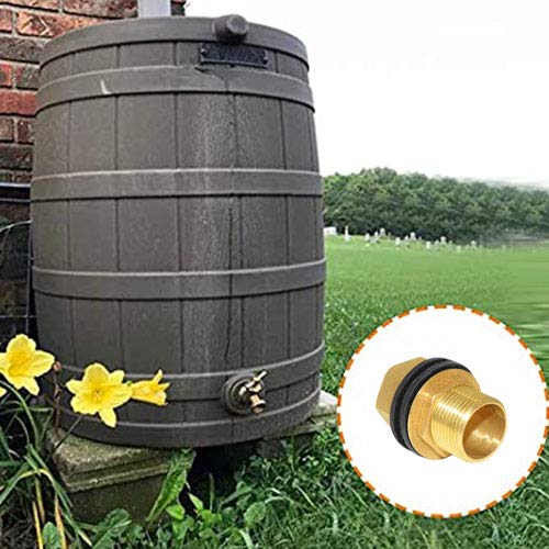 Brass Bulkhead Fitting 3/4“ Male x 3/4" Female Thread Water Tank Connector for Rain Barrels, Aquariums, Tubs, Pools - size: 3/4 Inch
