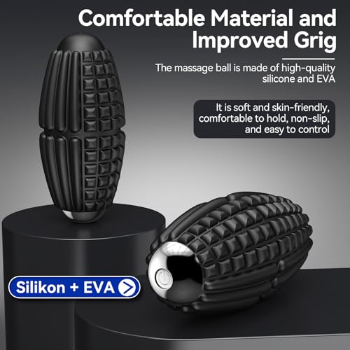 Vibrating Massage Ball, Silicone Myofascial Massage Ball, Deep Tissue Roller for Back, Neck, Feet & Legs, Relieves Plantar Fasciitis, Portable Trigger Point Release Electric Massage Ball - color: Black