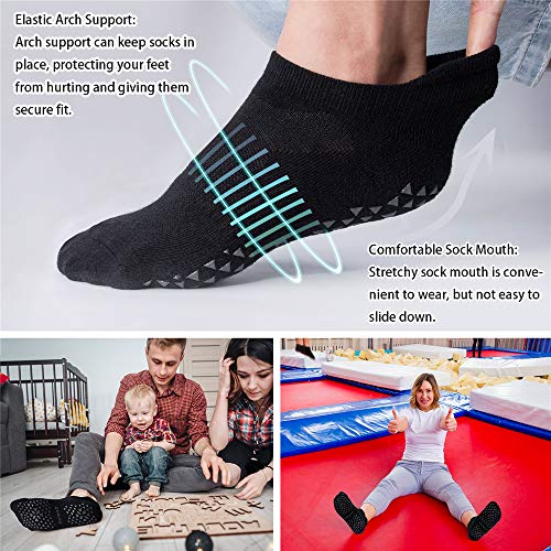 Hylaea Unisex Non Slip Socks with Grip for Yoga, Hospital, Pilates, Barre | Ankle, Cushioned - color: 6 Pairs Black, size: Small-Medium