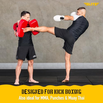 Elite Sports Pre-Curved Muay Thai Kickboxing Training Pad for Kickboxing,MMA,Taekwondo,Karate. Ideal for Punches,Knees, and Kicks in Martial Arts Training (ONE PAD ONLY) - color: Solid Red