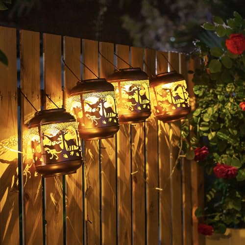 Dinosaur Solar Lanterns Outdoor Waterproof,Hanging Solar Lights Dinosaur Gifts for Women Men Metal LED Decorative Light for Yard,Patio,Lawn,Tabletop,Pathway,Landscape,Garden Decor - style: Dinosaur