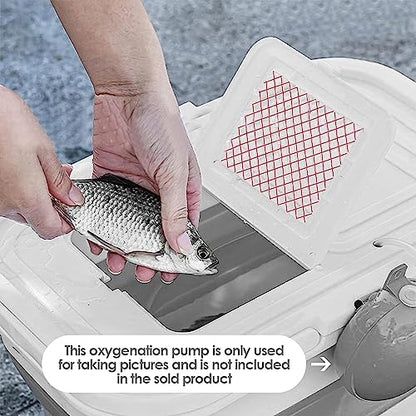 Hikary13L Fishing Bucket with Mini Oxygen Pump,Fish Transport Container,Portable Folding Collapsible Minnow Bucket Fish Live Container Box with Breathable Mesh Space Saving Outdoor Traveling Fishing - color: Gray
