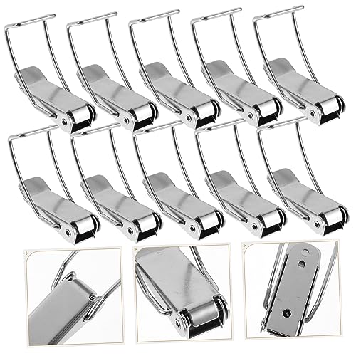 10Pcs Adjustable Pot Lid Hooks Spring Clip Kitchen Buckle for Pot Covers Multifunctional Carabiner for Cooking and Outdoor Use Non-Slip Design Random Color