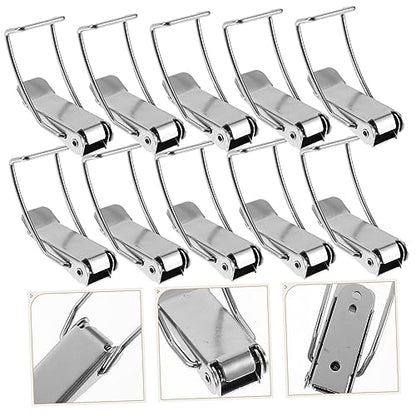 10Pcs Adjustable Pot Lid Hooks Spring Clip Kitchen Buckle for Pot Covers Multifunctional Carabiner for Cooking and Outdoor Use Non-Slip Design Random Color