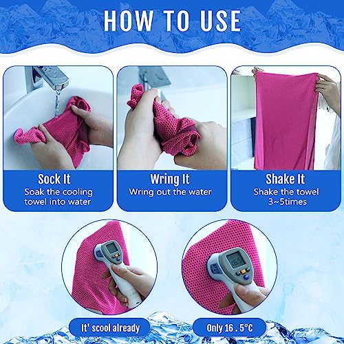 Hosuly 30 Pack Cooling Towels 40"x12" - color: Rose Red
