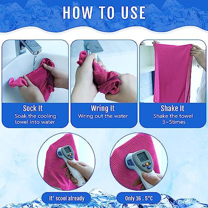 Hosuly 30 Pack Cooling Towels 40"x12" - color: Rose Red